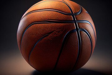 Fototapeta premium Basketball close-up on studio background. Generative Ai
