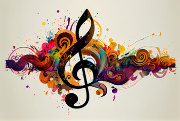 Colorful music note background created with AI - obrazy, fototapety, plakaty