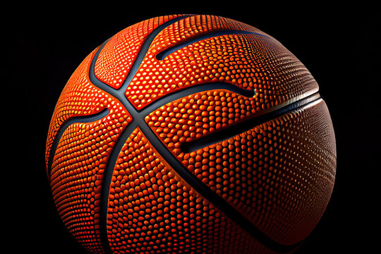Basketball close-up on black background. Generative Ai