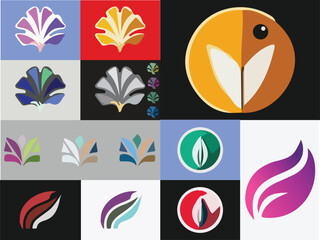 Fototapeta na wymiar set of logos with different colours and vector shapes customizable