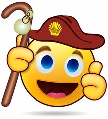 Emoji aislador sobre fondo blanco con bandera y expresión divertida indicando ok