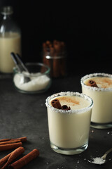Two glasses with traditional Puerto Rico cocktail Coquito