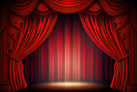 Stage with curtains and lights created with AI