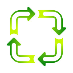 Recycle square arrow symbol. Green, eco, reuse icon. 