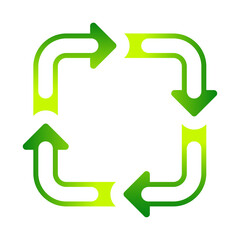 Recycle square arrow symbol. Green, eco, reuse icon. 