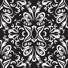 Fototapeta premium Decorate your special occasion with this artistic vintage banner featuring ornate floral swirls and elegant foliage. The black and white design adds a touch of classic style, while the luxury shape