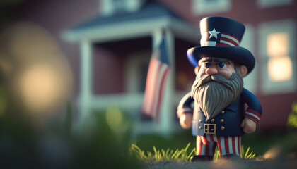 Obraz premium Cute Uncle Sam gnome character — Generative AI