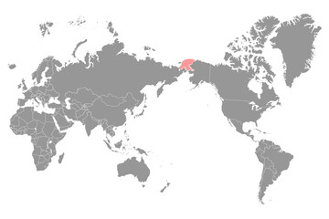 Chukchi sea on the world map. Vector illustration.