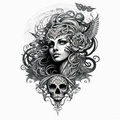 ready to print sleeve tattoo white background - generative ai