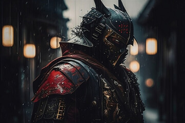 samurai in armor, generative ai - obrazy, fototapety, plakaty