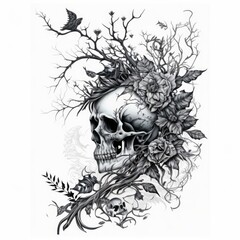 Fototapeta premium ready to print sleeve tattoo white background - generative ai