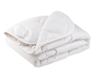 bed linen pillow and blanket made of quilted fabric with sewing and processing features