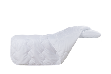 bed linen pillow and blanket made of quilted fabric with sewing and processing features