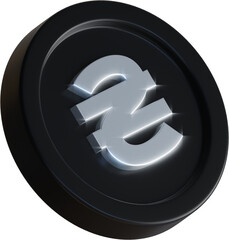 Ukrainian hryvnia coin 3d render illustration