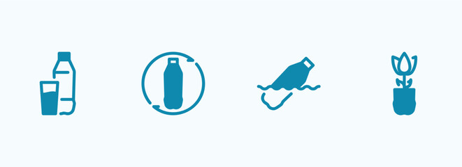 Simple vector icon on a theme plastic bottles, recycling and use