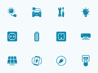Simple vector icon on a theme consumption and production of electricity