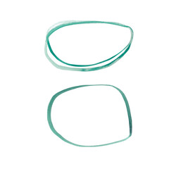 Round and oval green frames, watercolor illustration isolated on white background