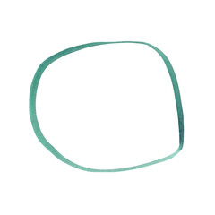 Round and oval green frames, watercolor illustration isolated on white background