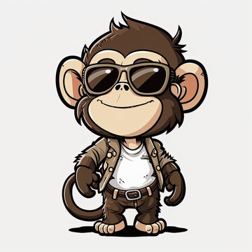 Cartoon chimp with sunglasses and clothing