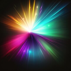 Abstract colorful rays on a dark background