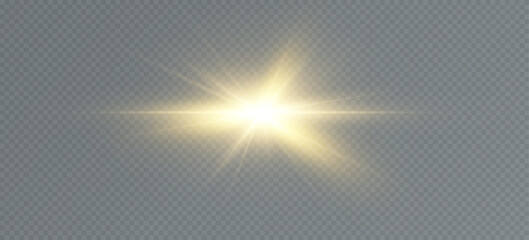 Golden particles of light. Golden light. Light flare.Stars isolated on transparent background.