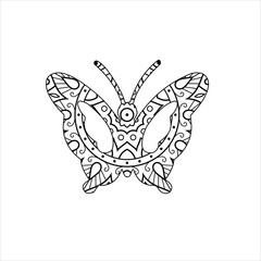 Plakat Vector cute butterfly mandala coloring page