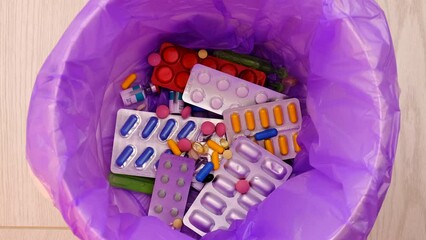 throws medicine pills into the trash. Generative AI,
