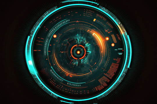 Futuristic Technology Concept, Circular Hud Elements, Virtual Reality, Big Data, Cyber System Security, Technology Business, Lens, Camera, Photography, Photo, Technology, Digital, Glass, Focus, Lens, 