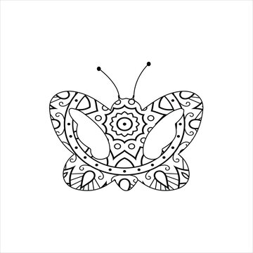 Vector cute butterfly mandala coloring page