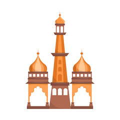 Islamic mosque, Middle Eastern architecture. Vector illustration isolated on white background. Cartoon.