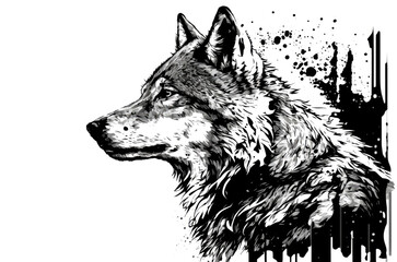 Art of the gray wolf on a white background