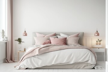Sweet Dreams: A Minimalist and Comfortable Bedroom Oasis Cozy Bedroom for a Lazy Sunday Morning. Generative AI