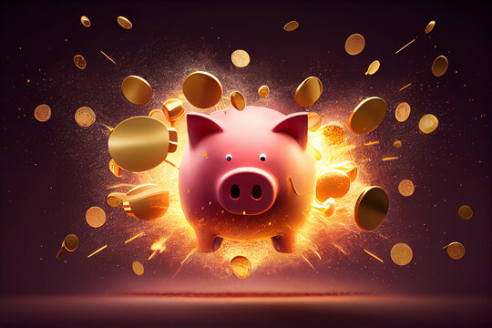 money drops into a piggy bank,Generative AI