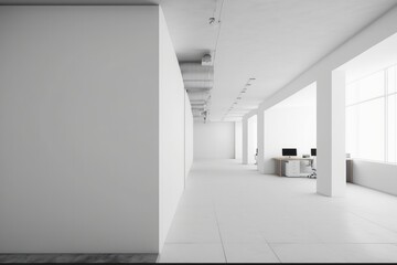 White Space: The Perfect Blank Wall for Displaying Your Product on a Mockup Wall. Generative AI