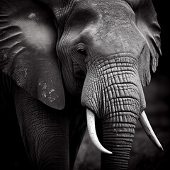 Elefante Portrait Bianco e Nero