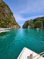 Blue lagoon on Maya Bai island in Thailand