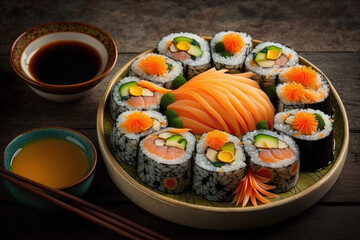 Delicious sushi rolls,