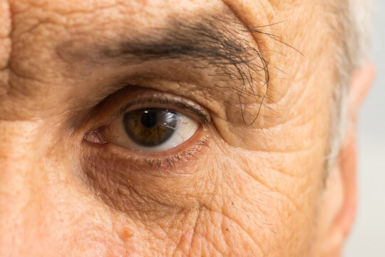 senior old man eyes close-up macro shot