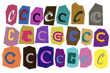 Alphabet c- vector cut newspaper and magazine letters, paper style ransom note letter