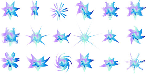 The effects are made using a seven-pointed star. Abstract pattern. Twisted and distorted vector texture in trendy progressive style.