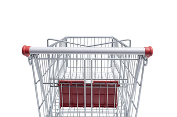 Empty supermarket shopping cart isolated