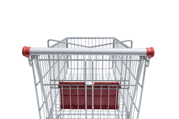 Empty supermarket shopping cart isolated