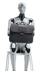 AI humanoid robot waiting for a job interview