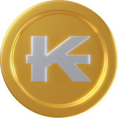 Golden Lao kip coin 3d render illustration