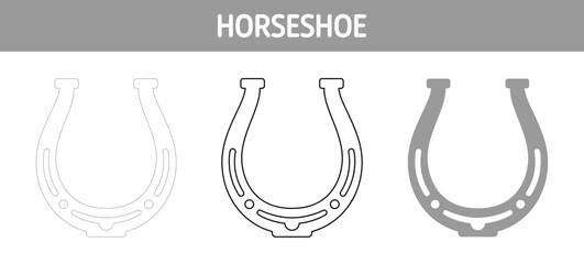 Horseshoe tracing and coloring worksheet for kids