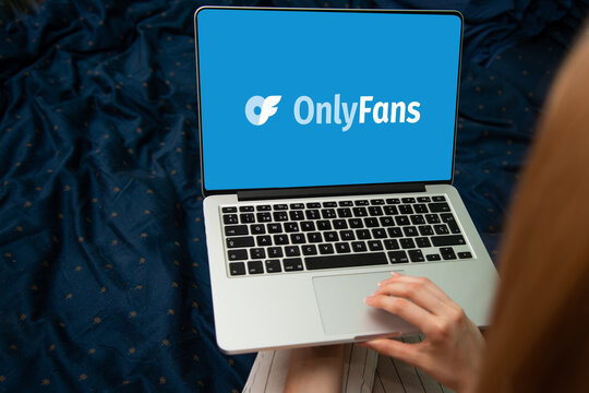 Riga, Latvia - February 24, 2023: OnlyFans logo on laptop computer. OnlyFans is an internet paid content subscription service.