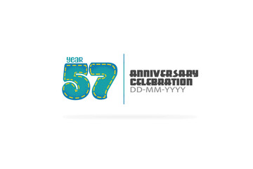 57th, 57 years, 57 year anniversary celebration fun style green and blue colors on white background for cards, event, banner-vector