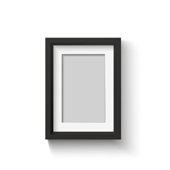 Black blank photo frame set. Vector empty pictures on wall. Square and rectangle art gallery poster