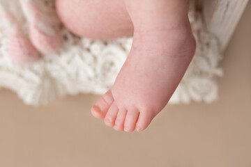 Soft feet of a newborn. baby limbs