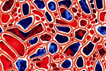 Vertical design of Geometric textile seamless pattern with red blue white colors Generative AI